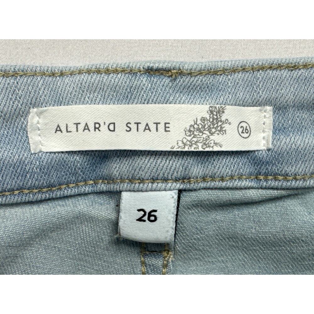 Altar'd State Women's Wide Leg Crop Blue Denim Jeans - Size 26 (26x26.5) - Picture 4 of 5